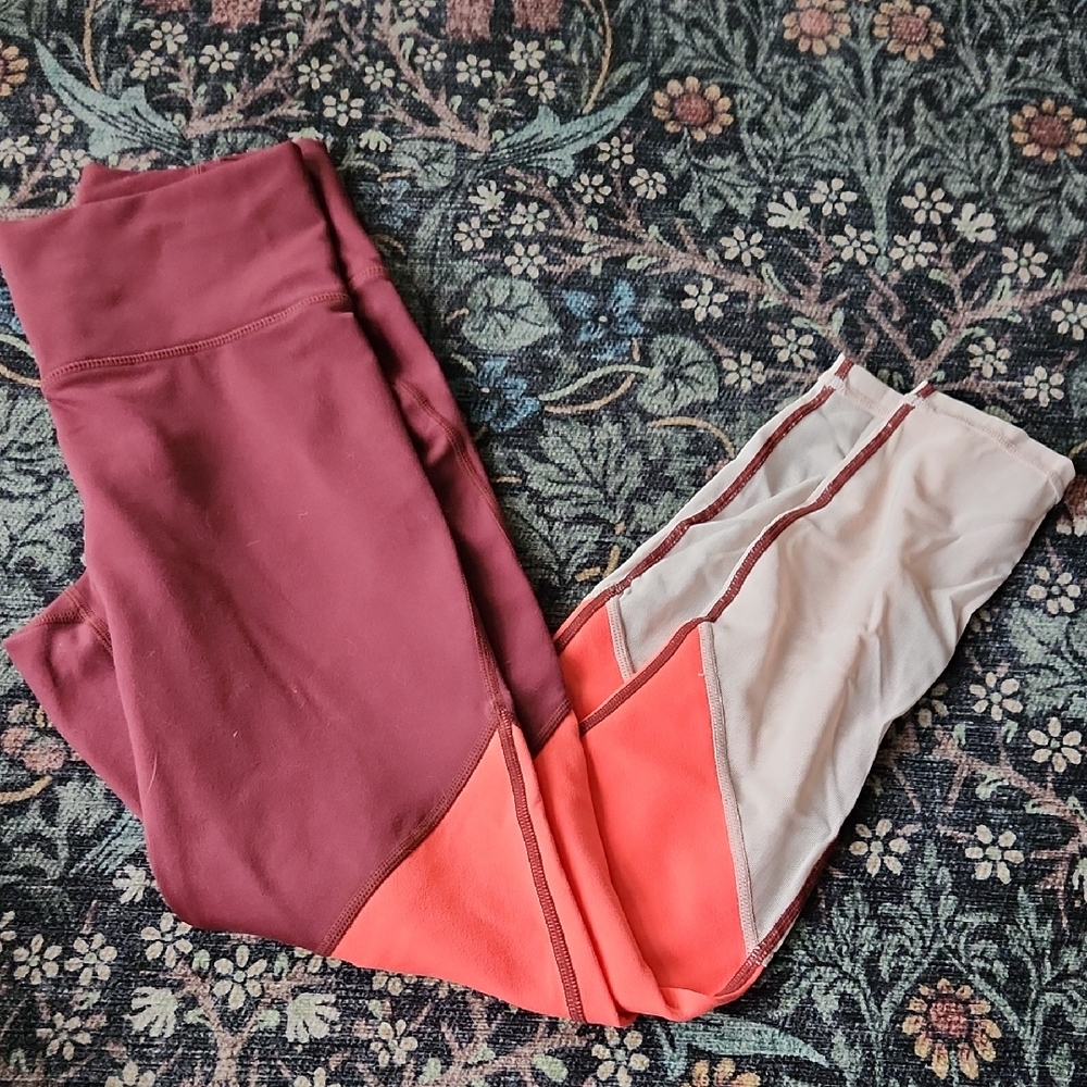Fabletics Power Hold Women's Color Block Leggings With Mesh Detail